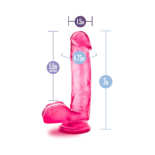 B Yours Sweet 'N Hard 1 Realistic 7 In. Dildo With Balls Pink - Image 7