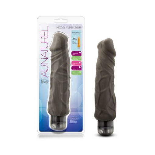 Au Naturel Home Wrecker 9.5 In. Dual Density Vibrating Dildo Brown