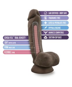 Au Naturel Jerome 8.5 In. Posable Dual Density Dildo With Balls Brown