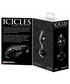 Icicles No. 44 Glass Anal Plug 3.25 In. Black