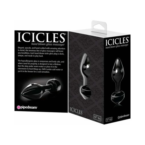 Icicles No. 44 Glass Anal Plug 3.25 In. Black - Image 3