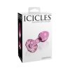 Icicles No. 48 Glass 3.5 In. Anal Plug With Flower Base Pink