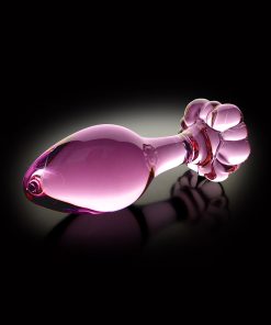 Icicles No. 48 Glass 3.5 In. Anal Plug With Flower Base Pink