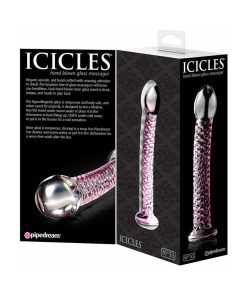 Icicles No. 53 Curved Textured 7 In. Glass Dildo Pink