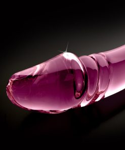 Icicles No. 57 Curved Textured 9 In. Dual-Ended Glass Dildo Pink