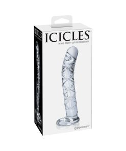 Icicles No. 60 Curved Ribbed 6.5 In. Glass Dildo Clear