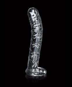 Icicles No. 60 Curved Ribbed 6.5 In. Glass Dildo Clear