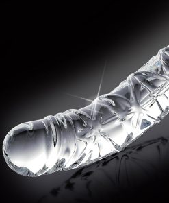 Icicles No. 60 Curved Ribbed 6.5 In. Glass Dildo Clear