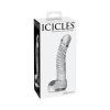 Icicles No. 61 Curved Textured 6.5 In. Glass Dildo Clear