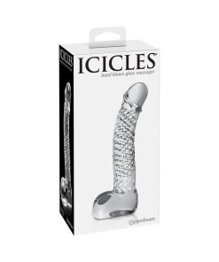 Icicles No. 61 Curved Textured 6.5 In. Glass Dildo Clear