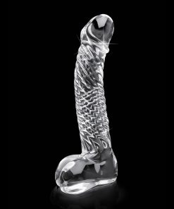 Icicles No. 61 Curved Textured 6.5 In. Glass Dildo Clear