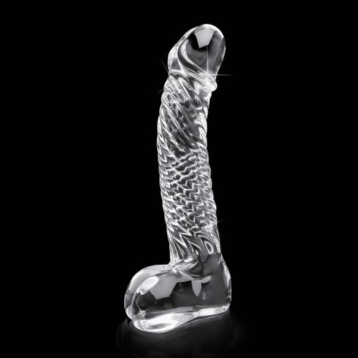 Icicles No. 61 Curved Textured 6.5 In. Glass Dildo Clear - Image 3