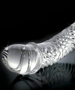 Icicles No. 61 Curved Textured 6.5 In. Glass Dildo Clear
