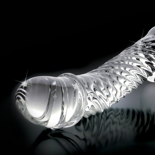 Icicles No. 61 Curved Textured 6.5 In. Glass Dildo Clear - Image 4
