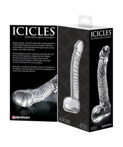 Icicles No. 61 Curved Textured 6.5 In. Glass Dildo Clear