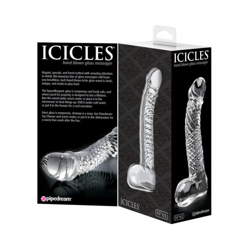 Icicles No. 61 Curved Textured 6.5 In. Glass Dildo Clear - Image 5