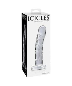 Icicles No. 62 Curved Realistic 6.5 In. Glass Dildo Clear