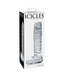 Icicles No. 63 Ribbed Realistic 8.5 In. Glass Dildo Clear