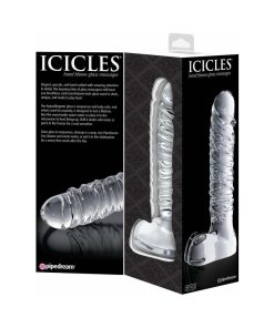 Icicles No. 63 Ribbed Realistic 8.5 In. Glass Dildo Clear