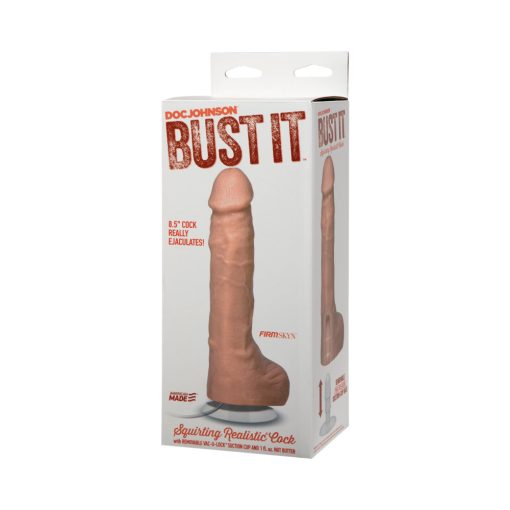 Bust It Squirting Realistic Cock White W/1Oz Nut Butter - Image 7