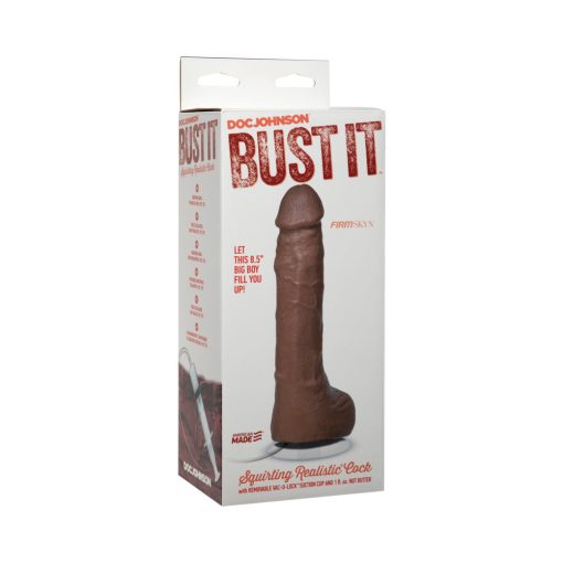 Bust It Squirting Realistic Cock Brown W/1Oz Nut Butter