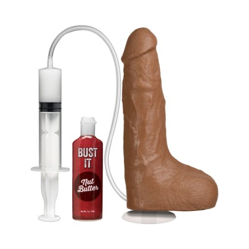 Bust It Squirting Realistic Cock Brown W/1Oz Nut Butter - Image 2