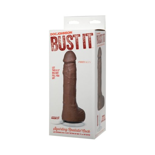 Bust It Squirting Realistic Cock Brown W/1Oz Nut Butter - Image 7