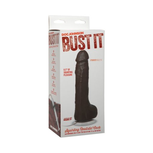 Bust It Squirting Realistic Cock Black W/1Oz Nut Butter