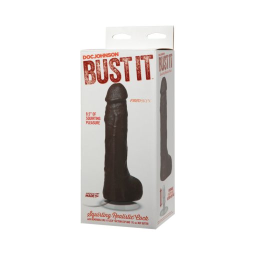 Bust It Squirting Realistic Cock Black W/1Oz Nut Butter - Image 7