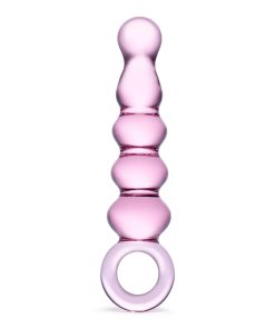 Glas 7.5 In. Quintessence Beaded Anal Slider Glass Dildo With Ring Handle