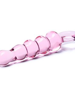 Glas 7.5 In. Quintessence Beaded Anal Slider Glass Dildo With Ring Handle