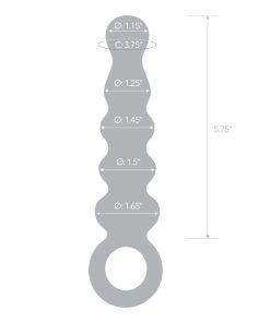 Glas 7.5 In. Quintessence Beaded Anal Slider Glass Dildo With Ring Handle
