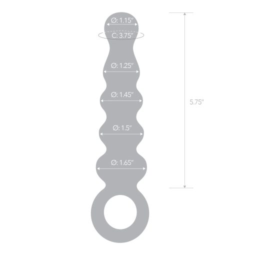 Glas 7.5 In. Quintessence Beaded Anal Slider Glass Dildo With Ring Handle - Image 7