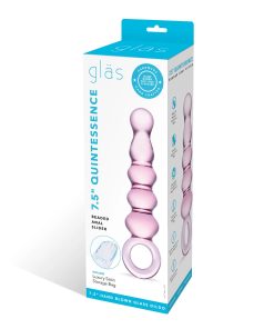 Glas 7.5 In. Quintessence Beaded Anal Slider Glass Dildo With Ring Handle