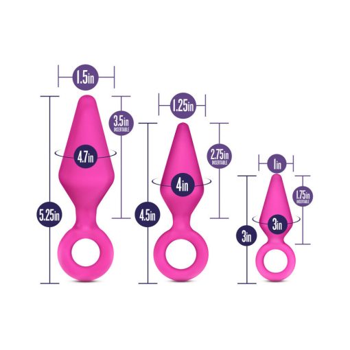 Luxe Candy Rimmer 3-Piece Silicone Anal Plug Kit Pink - Image 4