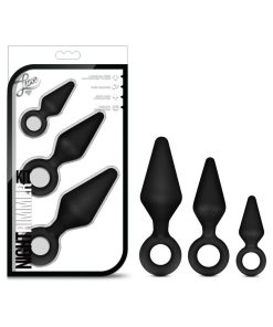 Luxe Night Rimmer 3-Piece Silicone Anal Plug Kit Black