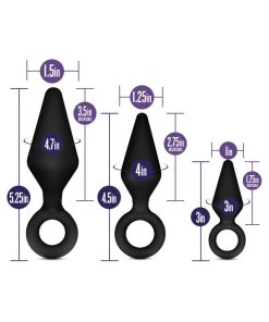 Luxe Night Rimmer 3-Piece Silicone Anal Plug Kit Black