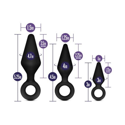 Luxe Night Rimmer 3-Piece Silicone Anal Plug Kit Black - Image 6