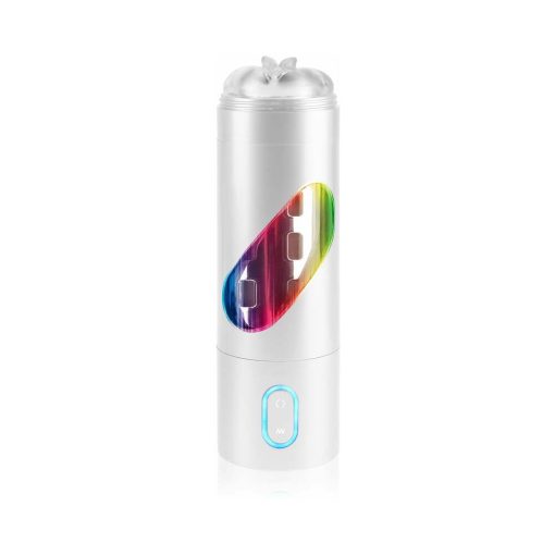 Pdx Rechargeable Roto-Bator Pussy Light-Up Rotating Stroker Clear/White - Image 3