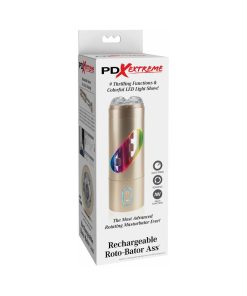Pdx Rechargeable Roto-Bator Ass Light-Up Rotating Stroker Clear/Gold