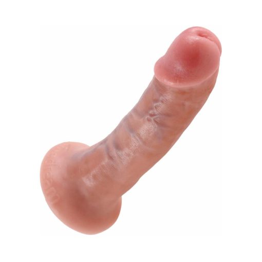King Cock 6 In. Cock Realistic Dildo With Suction Cup Beige - Image 3