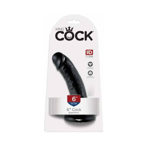 King Cock 6 In. Cock Realistic Dildo With Suction Cup Black