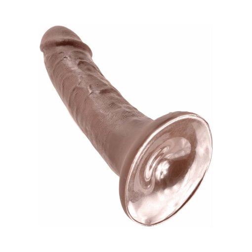 King Cock 6 In. Cock Realistic Dildo With Suction Cup Brown - Image 4