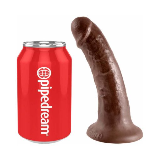 King Cock 6 In. Cock Realistic Dildo With Suction Cup Brown - Image 5