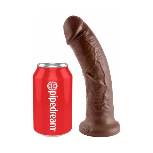 King Cock 8 In. Cock Realistic Dildo With Suction Cup Brown - Image 5