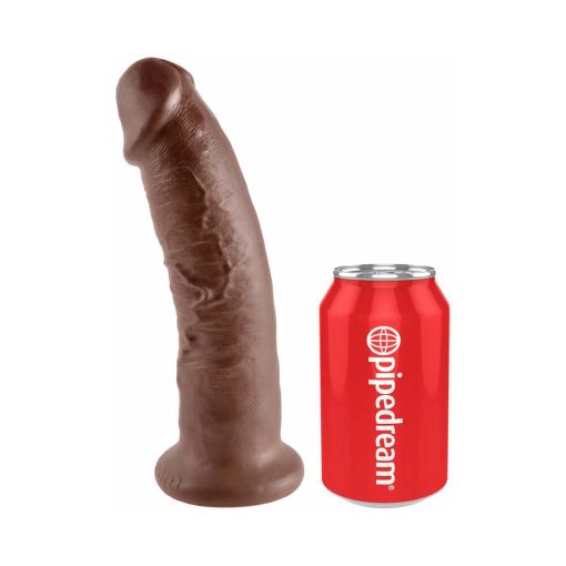 King Cock 9 In. Cock Realistic Dildo With Suction Cup Brown - Image 5