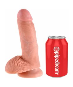King Cock 7 In. Cock With Balls Realistic Suction Cup Dildo Beige