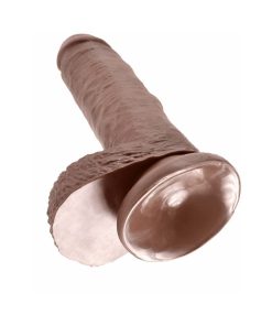 King Cock 7 In. Cock With Balls Realistic Suction Cup Dildo Brown