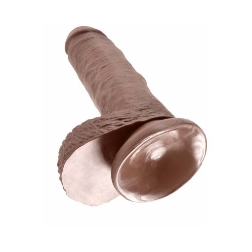 King Cock 7 In. Cock With Balls Realistic Suction Cup Dildo Brown - Image 4