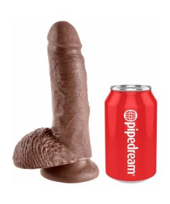 King Cock 7 In. Cock With Balls Realistic Suction Cup Dildo Brown